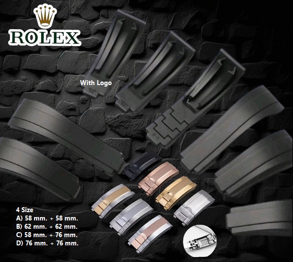 สายนาฬิกา แบบสายยยางซิลิโคน สีดำ พร้อมบัคเคิลล็อกปลายสาย สำหรับ Rolex