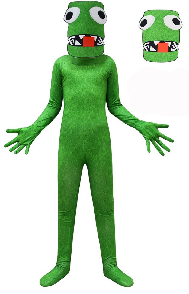 7C308 ชุดเด็ก ชุดฮาโลวีน ชุดกบ กรีน สีเขียว เพื่อนสีรุ้ง Children Frog Green Roblox Rainbow Friends Halloween Costume