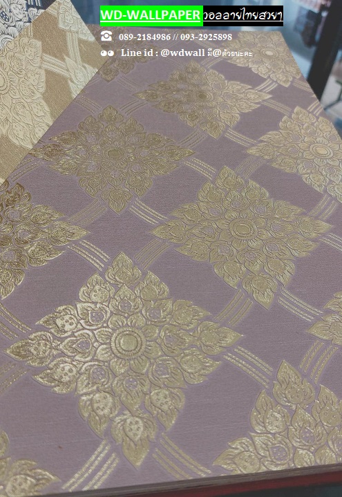 วอลเปเปอร์ตกแต่งห้องพระสวยๆ ร้านขายวอลเปเปอร์ติดผนังลายไทย ฉากหลังห้องพระสวยๆ ลายต้นโพธิ์ ลายเทพนม ลายกนก วอล์ลตกแต่งห้องพระ ลายไทยติดโบสถ์ ภาพจิตรกรรมตกแต่งห้องพระ 