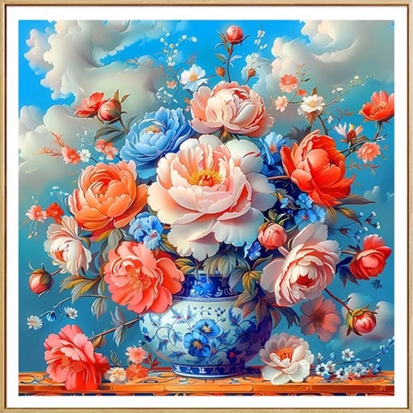 Peony vase (พิมพ์ลาย)