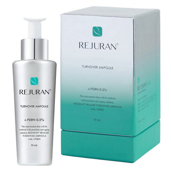 Rejuran Turnover Ampoule 30ml. รีจูรันเซรั่มขวดสีเงิน เซรั่มผิวเงากระจก หน้าฟูแบบสาวเกาหลี สูตร anti-aging ช่วยกระตุ้นคอลลาเจน รักษาปัญหาผิวหน้า ตัวดังที่ใช้กันในคลีนิคเกาหลี อยากมีหน้าใสเด้งผิวกระจก เทียบเท่าการฉีดต้องจัดเลย. สารสกัดตัวหลักที่เป็นลิขสิทธ