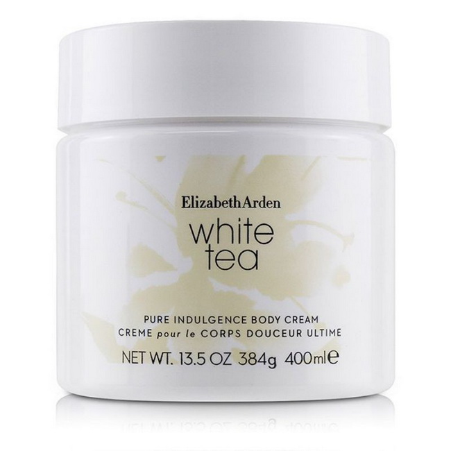 Elizabeth Arden White Tea Pure Indulgence Body Cream 400 ml. ครีมทาตัวชาขาว ให้ความชุ่มชื้นและบำรุงผิว สัมผัสกลิ่นหอมสบายๆ ผ่อนคลาย หอมละมุน อบอุ่น กลิ่นดีมากๆ ที่สำคัญเรื่องการบำรุงครีมกระจายตัวได้ดีและซึมเข้าสู่ผิวได้อย่างรวดเร็ว ประกอบด้วยเชียบัตเตอร์ 