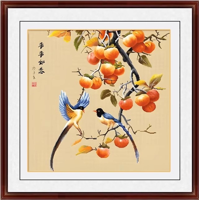 Persimmon and bird (พิมพ์ลาย)