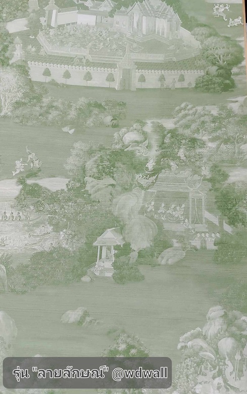 วอลเปเปอร์ตกแต่งห้องพระสวยๆ ร้านขายวอลเปเปอร์ติดผนังลายไทย ฉากหลังห้องพระสวยๆ ลายต้นโพธิ์ ลายเทพนม ลายกนก วอล์ลตกแต่งห้องพระ ลายไทยติดโบสถ์ ภาพจิตรกรรมตกแต่งห้องพระ 