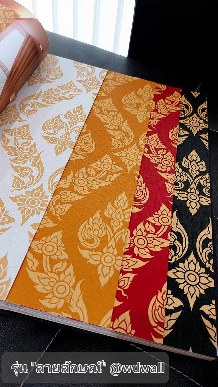 วอลเปเปอร์ตกแต่งห้องพระสวยๆ ร้านขายวอลเปเปอร์ติดผนังลายไทย ฉากหลังห้องพระสวยๆ ลายต้นโพธิ์ ลายเทพนม ลายกนก วอล์ลตกแต่งห้องพระ ลายไทยติดโบสถ์ ภาพจิตรกรรมตกแต่งห้องพระ 
