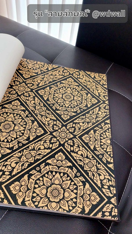 วอลเปเปอร์ตกแต่งห้องพระสวยๆ ร้านขายวอลเปเปอร์ติดผนังลายไทย ฉากหลังห้องพระสวยๆ ลายต้นโพธิ์ ลายเทพนม ลายกนก วอล์ลตกแต่งห้องพระ ลายไทยติดโบสถ์ ภาพจิตรกรรมตกแต่งห้องพระ 