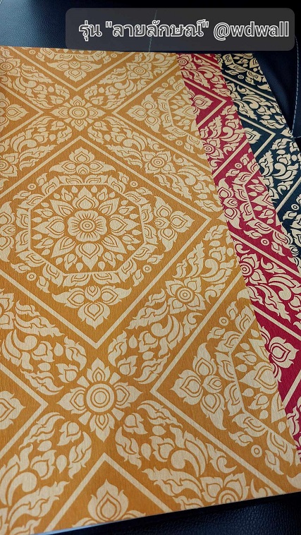 วอลเปเปอร์ตกแต่งห้องพระสวยๆ ร้านขายวอลเปเปอร์ติดผนังลายไทย ฉากหลังห้องพระสวยๆ ลายต้นโพธิ์ ลายเทพนม ลายกนก วอล์ลตกแต่งห้องพระ ลายไทยติดโบสถ์ ภาพจิตรกรรมตกแต่งห้องพระ 