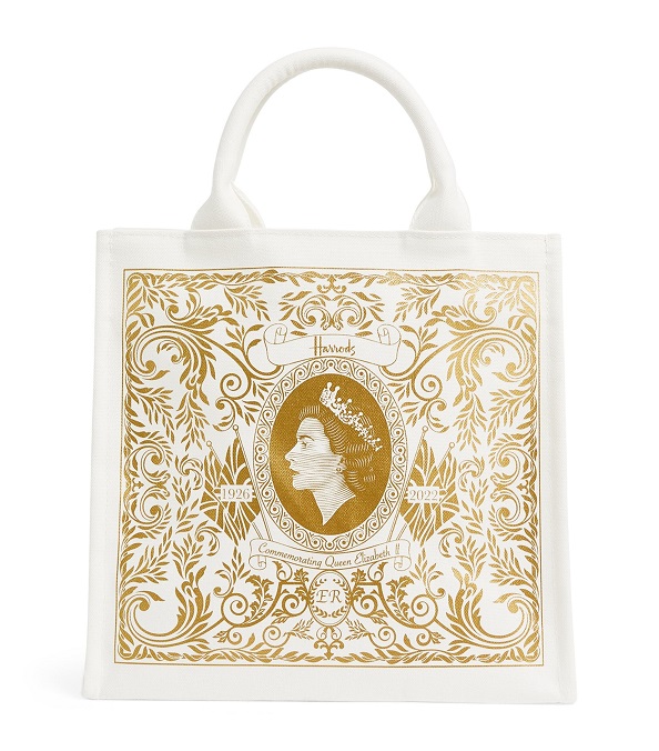 Harrodsไซส์เอส รุ่น Small Cotton Elizabeth II Commemorative Tote Bag**พร้อมส่ง