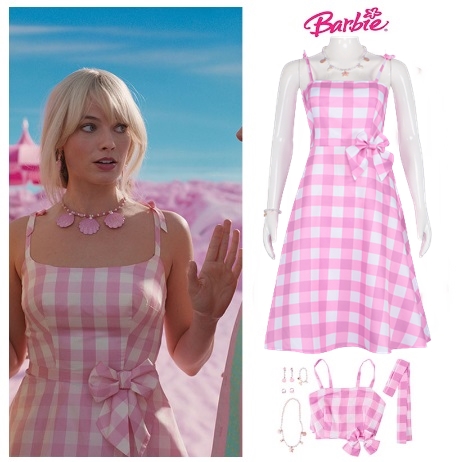 ++พร้อมส่ง++ชุดBarbie ชุดตุ๊กตาบาร์บี้สำหรับผู้หญิง ชุดตุ๊กตาบาร์บี้ margot robbie's ชุดสีชมพู barbie movie