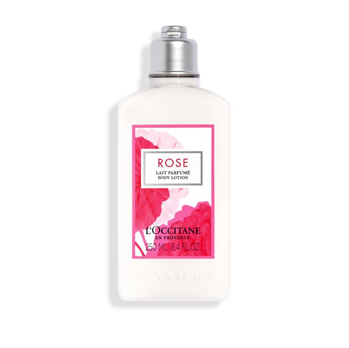 L'OCCITANE Rose Body Lotion 250 ml. โลชั่นที่มอบผิวที่ชุ่มชื่นและกลิ่นหอมหวานแนวฟลอรัล แบบหญิงสาวที่เดินเล่นในทุ่งดอกกุหลาบ เนรมิตผิวให้เนียนนุ่ม น่าสัมผัสจากเชีย บัตเตอร์ ช่วยทำให้ผิวดูกระชับขึ้น เรียบลื่น เนียนนุ่ม และหอมหวานละมุนตลอดวัน