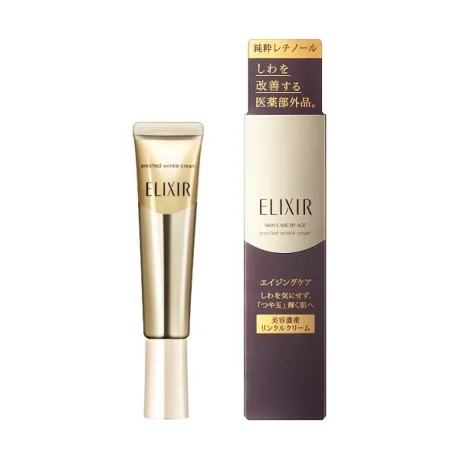 ELIXIR Skin Care By Age Enriched Wrinkle Cream 15g. ครีมลดเลือนริ้วรอยรอบดวงตา หางตาและบริเวณมุมปาก เน้นการเติมเต็มริ้วรอยแห่งวัย ช่วยกระชับผิวและลดเลือนริ้วรอยให้จางลง มีส่วนผสมของกรดไฮยาลูโรนิกที่จะเพิ่มความชุ่มชื้นให้แก่ผิว ต่อต้านการเกิดริ้วรอยแห่งวัย