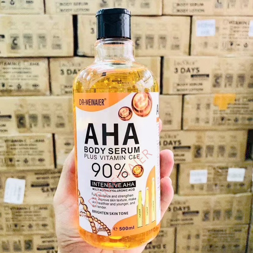 AHA Body serum whiteningเซรั่มทาตัวขาวผลัดเซลล์ผิวที่ตายเผยผิวใหม่ขาวใสขึ้น80%ขนาด500ml