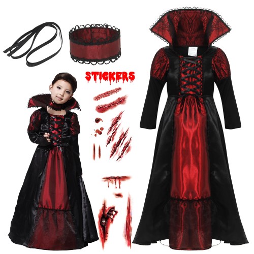 7C331 ชุดเด็กหญิง ชุดแวมไพร์ ชุดผีดูดเลือด ชุดแดร็กคูล่า ชุดค้างคาว Childern The Vampire Dracula Halloween Costumes