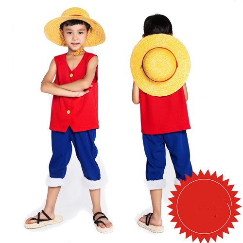 ++พร้อมส่ง++ชุดลูฟี่เด็ก+หมวกฟาง ชุดวันพีซเด็ก one pieces วันพีช