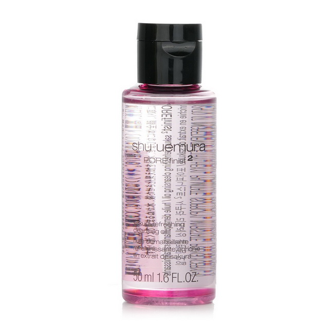 Shu Uemura POREfinist Sakura Refreshing Cleansing Oil ขนาดทดลอง 50 ml. ขวดสีชมพู ออยล์เช็คเครื่องสำอาง ช่วยล้างเมคอัพสูตรติดทนนานออกอย่างง่ายดายและรวดเร็ว ด้วยโมเลกุลน้ำมันที่เล็กที่สุด ซึ่งช่วยให้ซึมซาบไวและล้างออกง่าย ช่วยให้ผิวแลดูปราศจากรูขุมขน