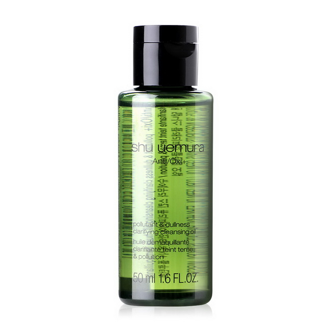 Shu Uemura Anti/Oxi+ Pollutant & Dullness Clarifying Cleansing Oil ขนาดทดลอง 50 ml. ขวดสีเขียว ออยล์เช็คเครื่องสำอาง สูตรผิวบอบบางแพ้ง่าย สะอาดล้ำลึก ประกอบด้วย New Green Trio สารสกัดจากพืชสมุนไพร 3 ชนิด ซึ่งมุ่งเป้าไปที่พีเอ็ม 2.5  ล้างเครื่องสำอาง แ