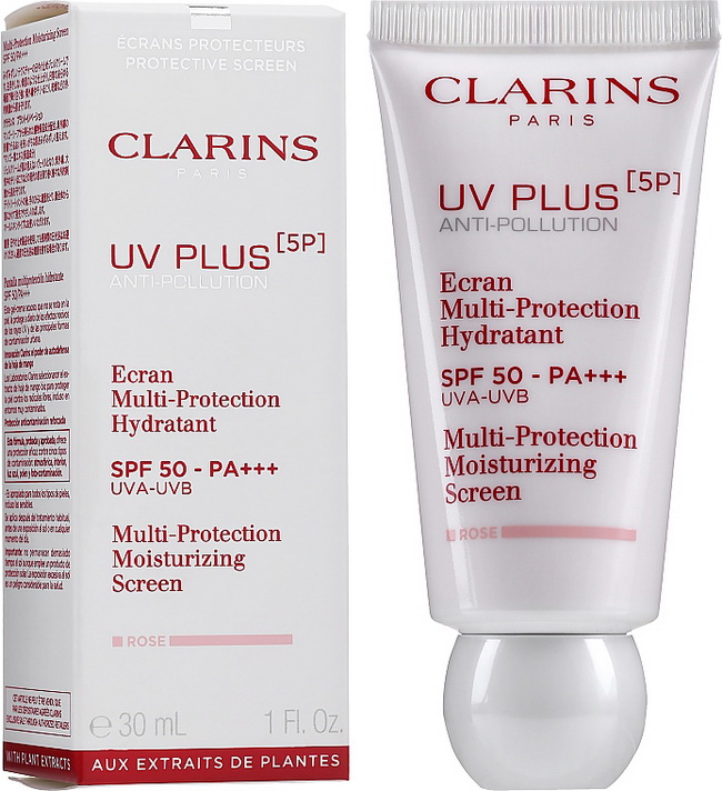 CLARINS UV PLUS 5P Anti-Pollution Rose SPF50 PA+++ 30ml. ครีมกันแดดอันดับหนึ่งของคลาแรงส์ที่ช่วยปกป้องผิวจากมลภาวะทั้ง 5 ที่ผู้คนต้องเผชิญในแต่ละวัน เนื้อบางเบาไม่มีสี เหมาะสำหรับทุกโทนสีผิว ช่วยปรับให้ผิวแลดูสดใสขึ้นอย่างเป็นธรรมชาติ
