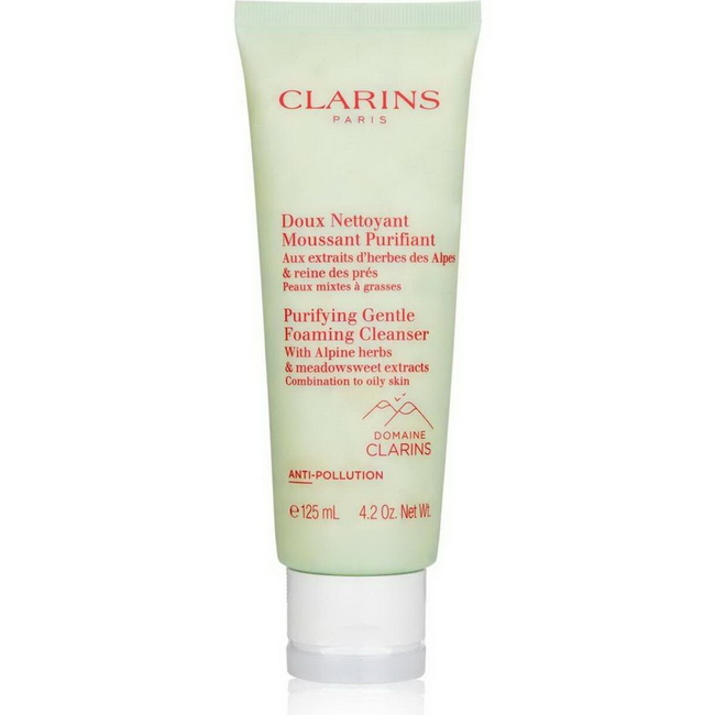 CLARINS Purifying Gentle Foaming Cleanser 125 ml. คลีนเซอร์สูตรโฟมสำหรับผิวหน้าที่ช่วยชำระล้างสิ่งสกปรกและปรับสมดุลให้แก่ผิวผสมถึงผิวมัน พร้อมด้วยกลิ่นหอมสดชื่น เนื้อสัมผัสที่บางเบา ปราศจากน้ำมันตกค้างบนผิว และมีสารสกัดจากพืชที่ช่วยทำให้รูขุมขนกระชับ ผิวส