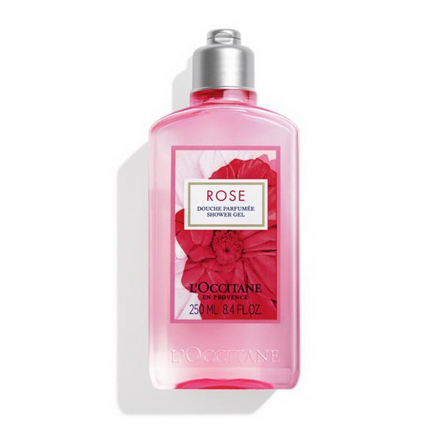 L'OCCITANE Rose Shower Gel 250 ml. เจลอาบน้ำที่ช่วยทำความสะอาดผิวอย่างอ่อนโยน หลงเหลือไว้เพียงกลิ่นหอมหวานแนวฟลอรัล มีกลิ่นกลางของกรีนฟรุตตี้ผสานความหอมหวานละมุนของน้ำดอกไม้ Rosa Centifolia จากโพรวองซ์ดุจกลิ่นกายของหญิงสาววัยแรกแย้ม สัมผัสความสดชื่นข