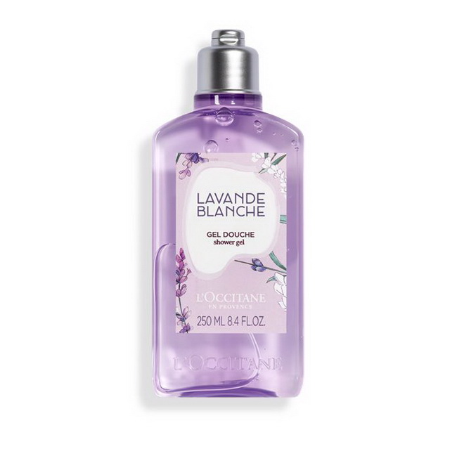 L'OCCITANE White Lavender Shower Gel 250 ml. เจลอาบน้้าอ่อนโยน ทำความสะอาดผิวอย่างอ่อนโยนในขณะที่ห่อหุ้มผิวไว้ด้วยกลิ่นประณีตของดอกไม้ที่สะอาดและสดใหม่ White Lavender มีกลิ่นอันหอมสดชื่น ฟรอรัลอบอุ่นมัสก์วู้ดดี้ จากลาเวนเดอร์สายพันธุ์ใหม่ขึ้นชื่อเรื่