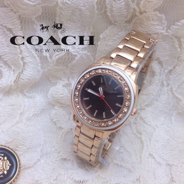 ** พร้อมส่ง ** นาฬิกาข้อมือแฟชั่น แบรนด์ สายเลส สายเลส สี Rose Gold ( Coach )