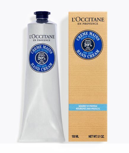 L'Occitane Shea Butter 20% Hand Cream150 ml. ครีมทามือยอดนิยมทั่วโลก อุดมด้วยคุณค่าบำรุงจากเชีย บัตเตอร์ ถึง 20% พร้อมเพิ่มประสิทธิภาพสูงสุดด้วยวิตามินอี น้ำผึ้ง น้ำมันมะพร้าว และสารสกัดจากอัลมอนด์ มอบกลิ่นหอมจรุงจากมะลิและกระดังงา ให้ความชุ่มชื้นมาก