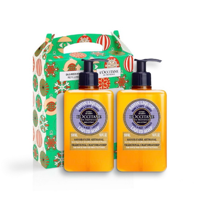 เซ็ตของขวัญ L'Occitane Holiday 2023 Shea Lavender Liquid Soap Duo Set ชุดของขวัญประจำปี 2023 ที่จัดเซ็ตคู่ของสบู่เหลว Shea Lavender Liquid Soap 500ml.2 ขวดใหญ่ สบู่เหลวล้างมือ ที่อุดมไปด้วยเชีย บัตเตอร์ และสารสกัดจากว่านหางจระเข้ พร้อมทั้งมีกลิ่นหอมจ