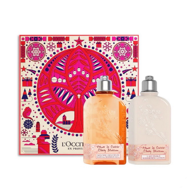 เซ็ตของขวัญ L'Occitane Holiday 2023 Cherry Blossom Duo Set ชุดของขวัญประจำปี 2023 ที่จัดเซ็ตคู่เจลอาบน้ำ และโลชั่นบำรุงผิวกาย คอลเลคชั่น Cherry Blossom กลิ่นหอมสดชื่น แนวฟรุตตี้ ดอกไม้ มอบความชุ่มชื้นให้กับผิว เผยให้ผิวอ่อนนุ่ม พร้อมกลิ่นที่หอมตลบอบอ