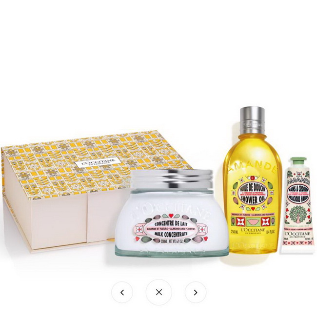 เซ็ตของขวัญ L'Occitane Holiday 2023 Almond & Flowers Set ชุดของขวัญประจำปี 2023 เซ็ตอัลมอนด์บำรุงผิว 3 ชิ้น ขนาดไซส์จริงกลิ่นใหม่ลิมิเต็ดเฉพาะฮอลิเดย์นี้เท่านั้น สารสกัดจากสวีทอัลมอนด์ สูตรขายดีอันดับ 1 บำรุงผิวให้ชุ่มชื้น พร้อมปกป้องผิวจากความแห