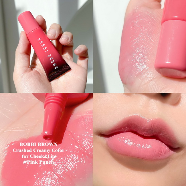 Bobbi Brown Crushed Creamy Color for Cheeks & Lips 10 ml. #Pink Punch สีชมพูหวาน มีความเป็นคุณหนูน่ารักสดใส เบลนด์แล้วผิวสวยฉ่ำสดใสน่ารักมาก ปัดแก้มเนื้อครีม ใช้แต่งแต้มสีสันให้กับพวงแก้มและริมฝีปาก ทั้งเกลี่ยง่าย พิกเมนท์แน่น เพิ่มระดับความเข้มได้ดัง