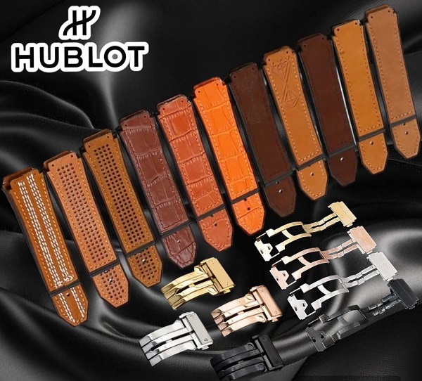 สายนาฬิกา แบบสายหนังเฉดโทนสีน้ำตาล พร้อมบัคเคิลล็อกปลายสาย ใช้สำหรับHublot