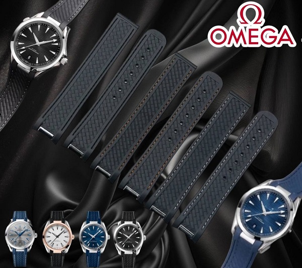 สายนาฬิกา แบบสายยางซิลิโคน สีดำ เฉพาะสาย ใช้สำหรับ Omega