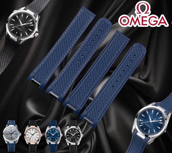 สายนาฬิกา แบบสายยางซิลิโคน สีน้ำเงิน เฉพาะสาย ใช้สำหรับ Omega