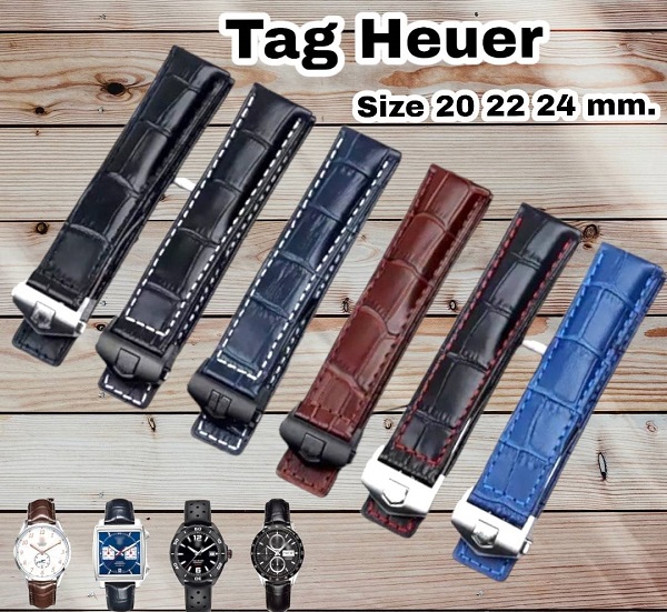 สายนาฬิกาแบบสายหนัง อัดลายจระเข้ หลากสี (เฉพาะสาย) ใช้สำหรับ Tag Heuer