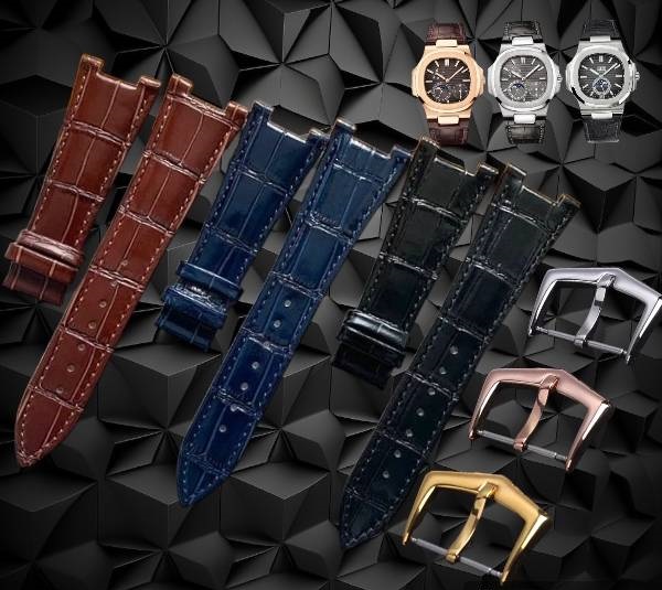 สายนาฬิกา แบบสายหนังอัดลายจระเข้ หลากสี ปลายสายแบบเข็มขัดใช้สำหรับ Patek Philippe