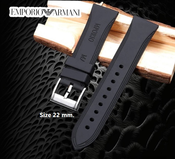 สายนาฬิกา แบบสายยางซิลิโคน สีดำ ปลายสายแบบเข็มขัด ใช้สำหรับ Emporio Armani
