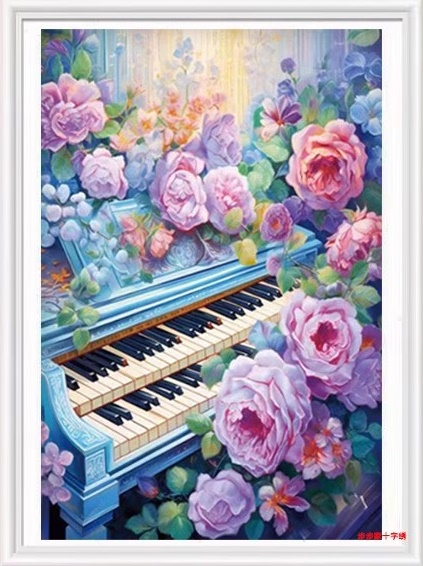 Rose and piano (พิมพ์ลาย)
