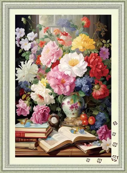 Flower and books (พิมพ์ลาย)