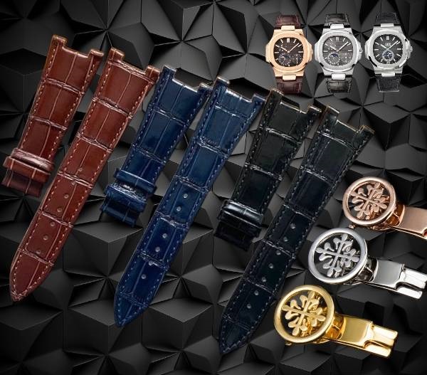 สายนาฬิกา แบบสายหนังอัดลายจระเข้ หลากสี พร้อมบัคเคิลล็อกสาย สำหรับ Patek Philippe