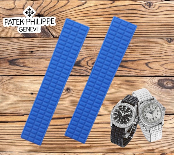 สายนาฬิกา แบบยางซิลิโคน สีฟ้า (เฉพาะสาย) ใช้สำหรับ Patek Philippe