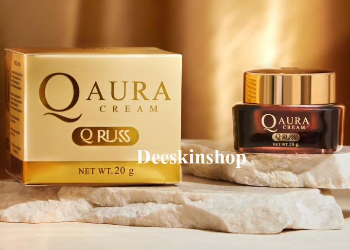 Q Russ Aura Cream 20g. 1 กระปุก ครีมบำรุงผิวเนื้อบางเบา ลดเลือนรอยสิว ฝ้า กระ จุดด่างดำ ทำให้ผิวชุ่มชื้น เรียบเนียน