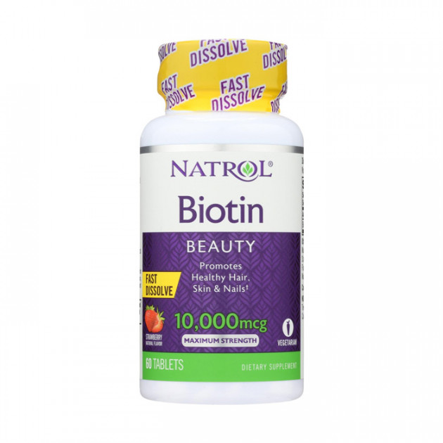 Natrol Biotin Beauty 10,000 mcg 60 Strawberry-Flavored Fast Dissolve Tablets บำรุงผม ผิวพรรณ เล็บ เร่งด่วน วิตามินไบโอตินเข้มข้น 10,000 ไมโครกรัม สำหรับหนังศีรษะบาง ผมร่วงง่าย นี่ค่ะไบโอตินที่จะช่วยเสริมแข็งแรงให้รากผมยึดเกาะเส้นผมของคุณได้ดีขึ้น แบรนด์ดี