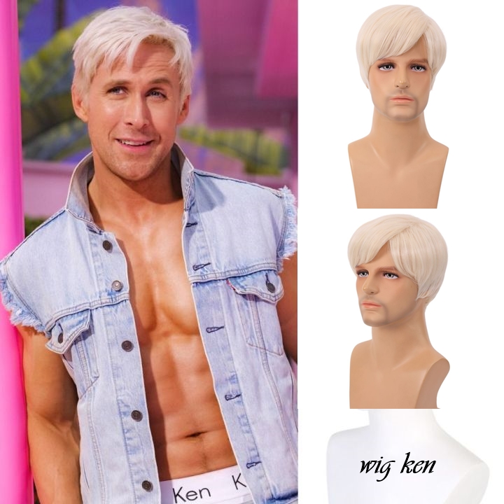 วิกผมเคนบาร์บี้ Ken Movie Wig Blonde Short Hair Halloween Mens Adult Cosplay