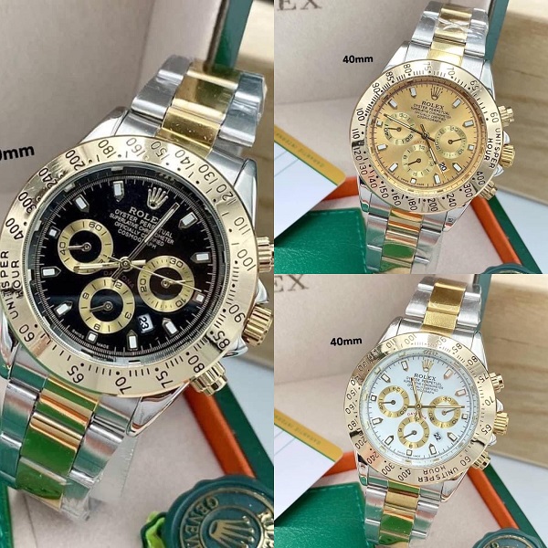 นาฬิกา แฟชั่น แบรนด์Rolex Daytonaสายเลส 2K (เงิน-สลับทอง)