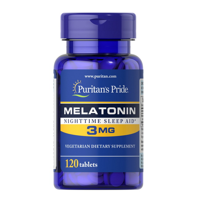 Puritan's Pride Melatonin Night Time Sleep Aid 120 Tablets พูริแทนไพร์ม ผลิตภัณฑ์เสริมอาหารเมลาโทนิน นำเข้าจากอเมริกา ทำให้คุณหลับลึก มีสมาธิดีขึ้น สุขภาพชีวิตดีขึ้น