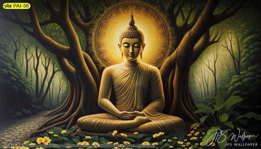 ตกแต่งห้องสวดมนต์ในบ้าน ด้วย วอลเปเปอร์ แต่งผนัง ลายพระพุทธเจ้า