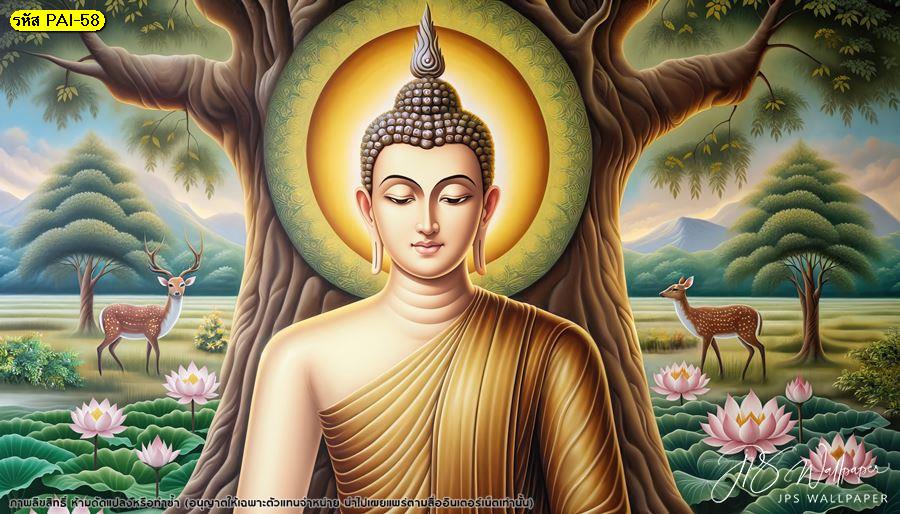 ออกแบบผนังห้องพระสวยๆ ด้วย วอลเปเปอร์ ติดผนัง ลายพระพุทธเจ้า
