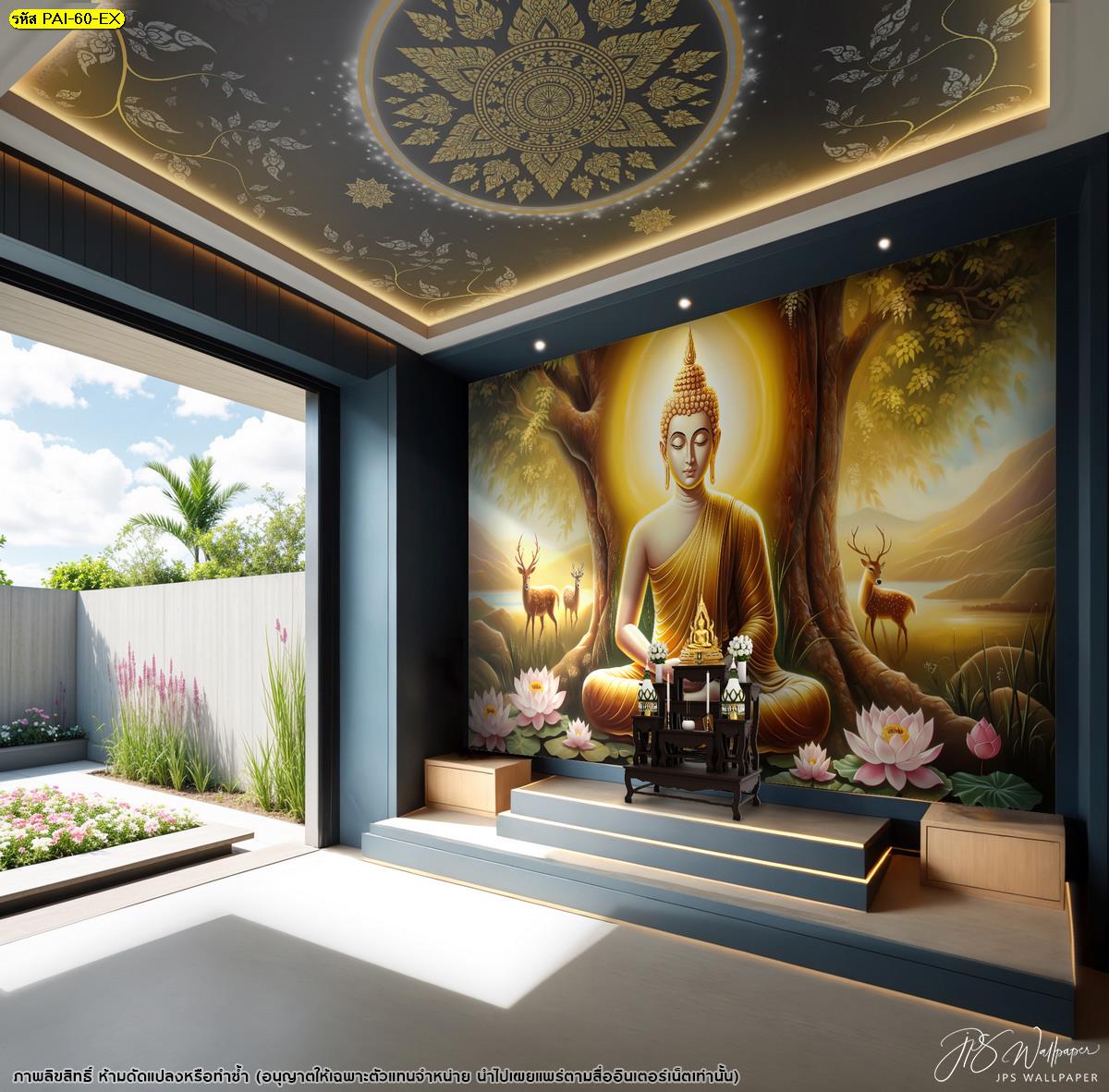 วอลเปเปอร์ แต่งห้องสวดมนต์สวยๆ ดูมีมิติ ลายพระพุทธเจ้า