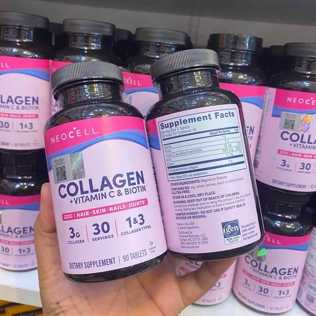Neocell Collagen + Vitamin C & Biotin 90 Tablets แพคเกจใหม่ ทานได้ 1 เดือน นีโอเซลล์ คอลลาเจน พลัส วิตามินซี และไบโอติน คอลลาเจนบริสุทธิ์ จาก NEOCELL ช่วยบำรุงผิวนุ่มเนียน สุขภาพดี ชะลอการเกิดริ้วรอย ผสานวิตามินซีเพิ่มการดูดซึมและสร้างคอลลาเจน พร้อมไบ