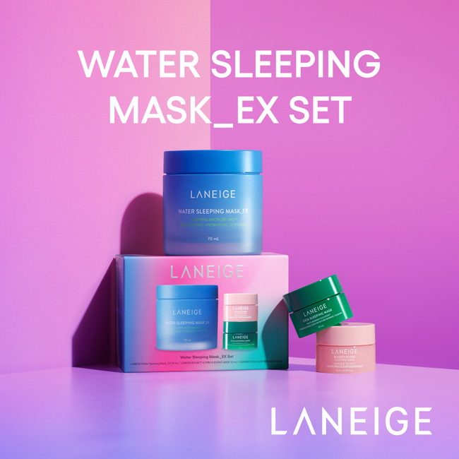 Laneige Sleeping Mask EX Set (Limited Edition)  ชุดเซ็ตที่รวมผลิตภัณฑ์บำรุงผิว SLEEPING MASK FAMILY3 สูตรขายดีที่จะรีบูทผิวชั่วข้ามคืนให้ผิวหน้าของคุณได้รับการพักผ่อนอย่างเต็มที่ ช่วยปลอบประโลมผิวอย่างล้ำลึกเติมเต็มความชุ่มชื้น ให้ผิวฟู เปล่งประกายกระจ่าง